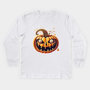 Vintage Halloween Pumpkin 2023. Halloween 2023 Kids Long Sleeve T-Shirt